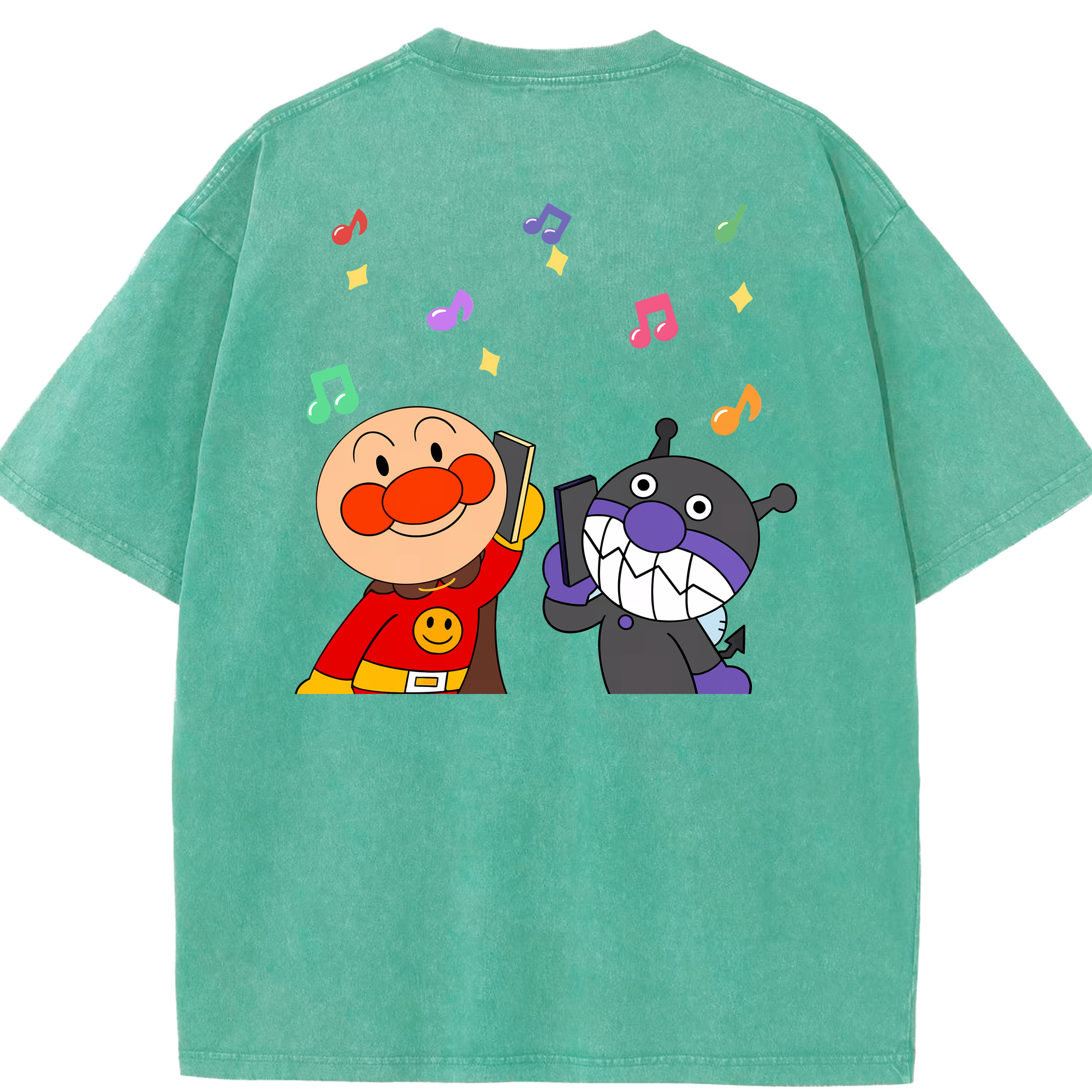 （画像用） アンパンマン Anpanman 綿100% ヴィンテージ風 半袖Tシャツ（背面プリント）